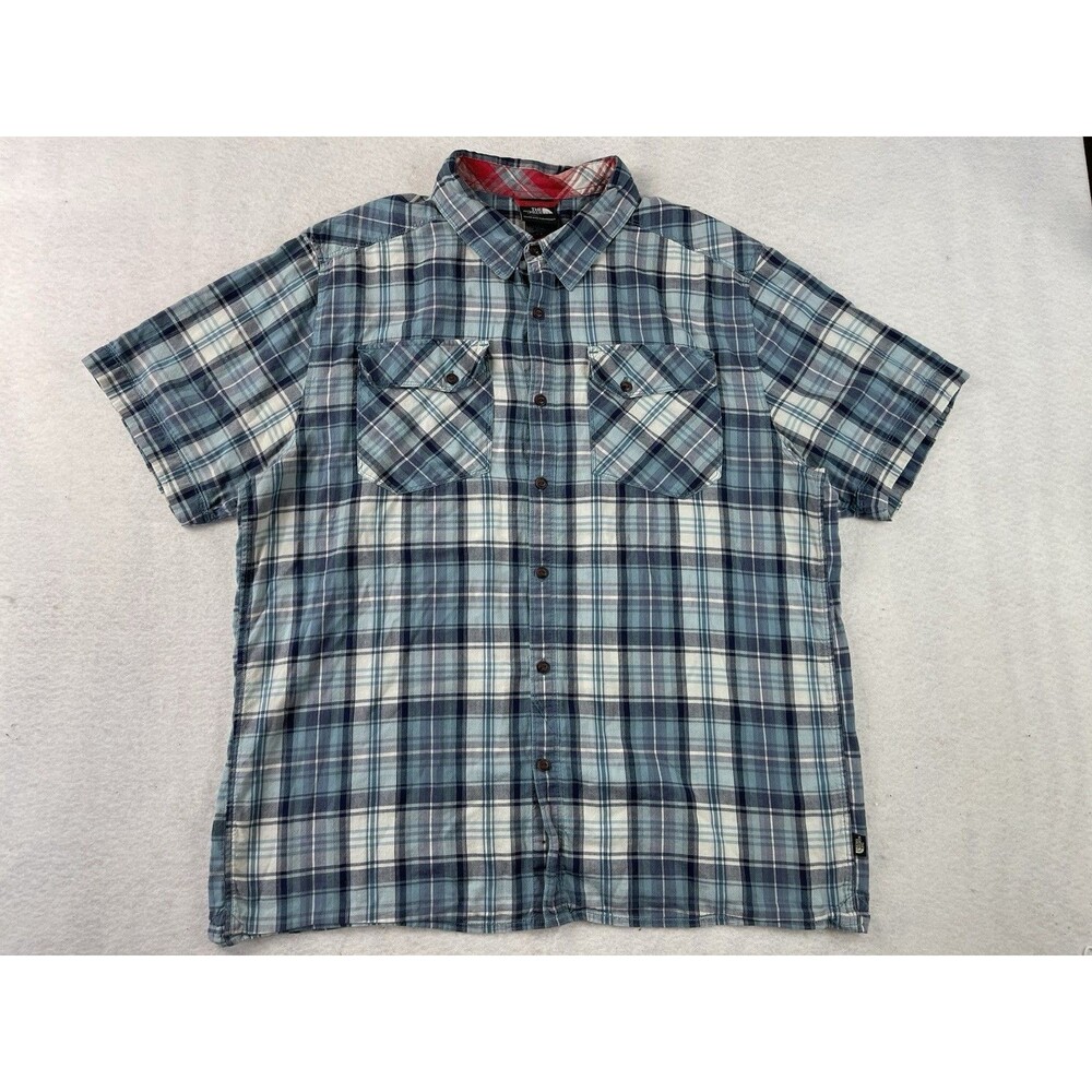 The North Face Men’s XL Blue Short Sleeve Plaid Button Up Road Trip Shirt
